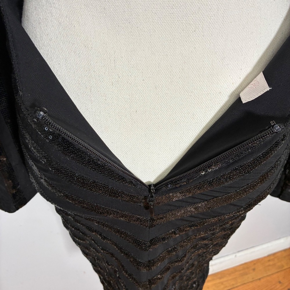 House of CB Sequin Mini Dress Womens XS Black Cutout Open Back Long Sleeve - Picture 7 of 15